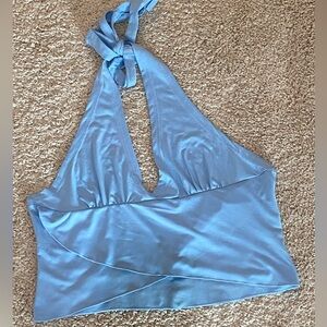 POWDER BLUE HALTER TOP